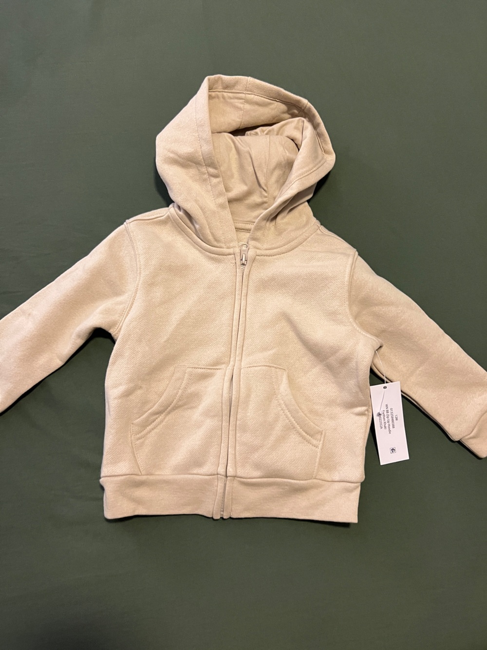 Beige Zip Hoodie for Kids Size 12M